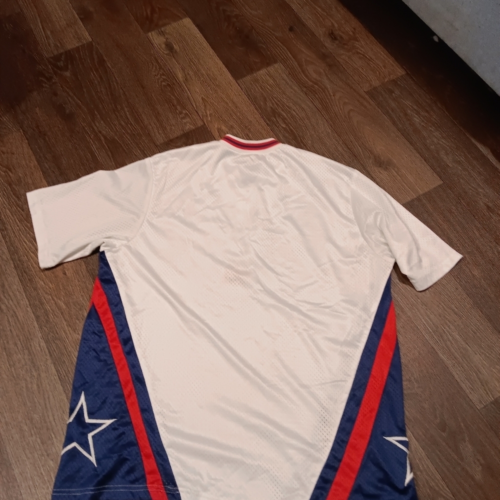 Vintage Converse Dr J All Star Mesh Warm Up Jersey Y2K Sewn Logo White Red Blue - Picture 6 of 6